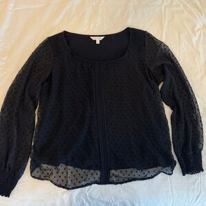 Elegant Navy Blue Sheer Women's Top